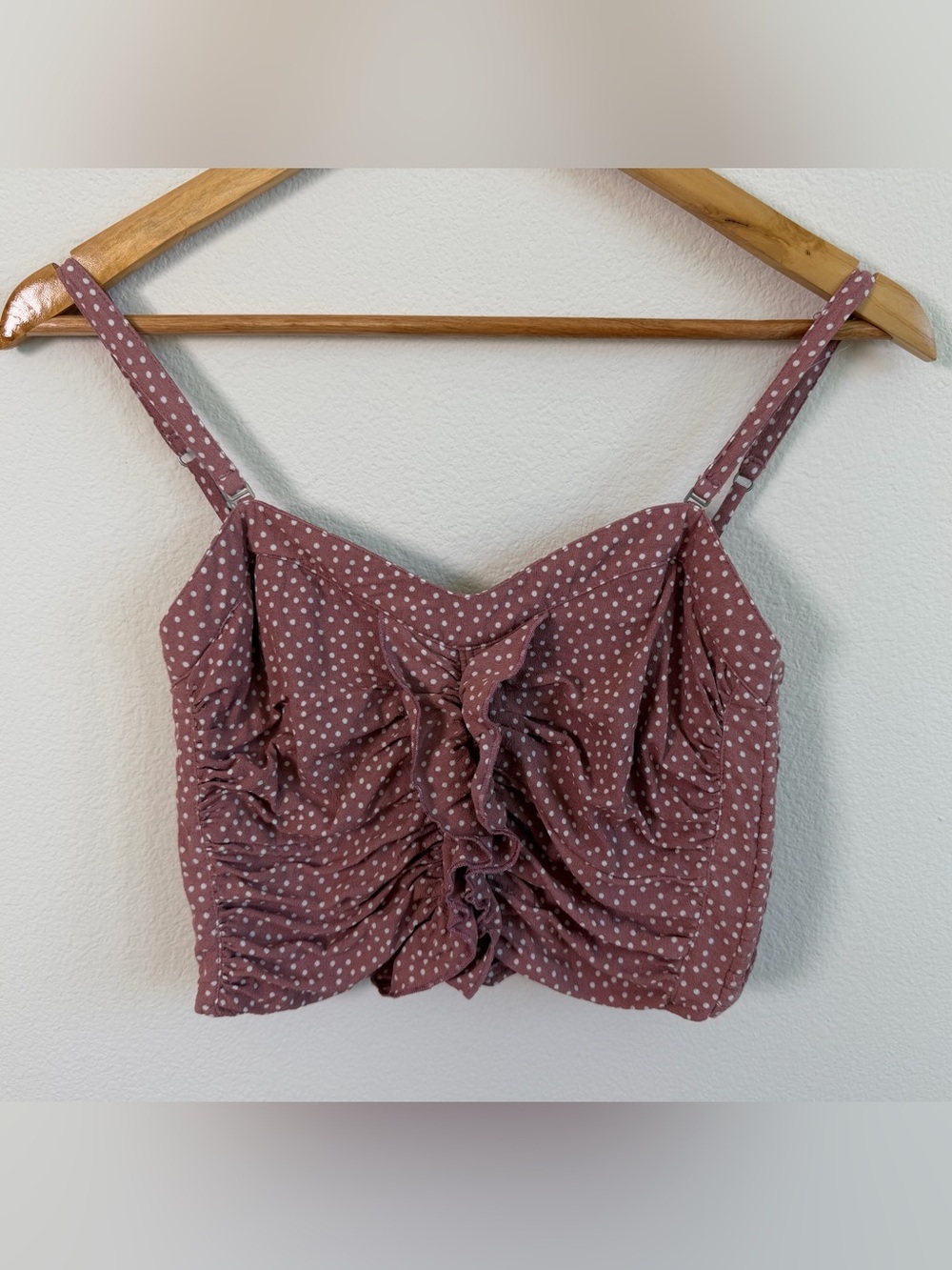 Womens Abercrombie & Fitch Dusty Rose Polka Dot Crop Top Small